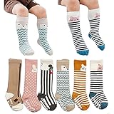 6 Pairs Toddler Socks, Non Skid Knee High Cotton Socks for Baby Boys & Girls