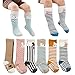 6 Pairs Toddler Socks, Non Skid Knee High Cotton Socks for Baby Boys & Girls