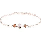 Pink Peruvian Opal Beaded Chain Bracelet in 14k Rose Gold Fill