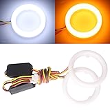 Qasim 1-Pair 70MM White+Amber Switchback 84SMD 4014