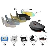 Jimmy Orange Multi Sport Sunglass Polarized Goggle with 5 Interchangeable Lenses Mirrored Outdoor Running Cycling Sunglasses with Carrying Case with Hook JO0868 (white)