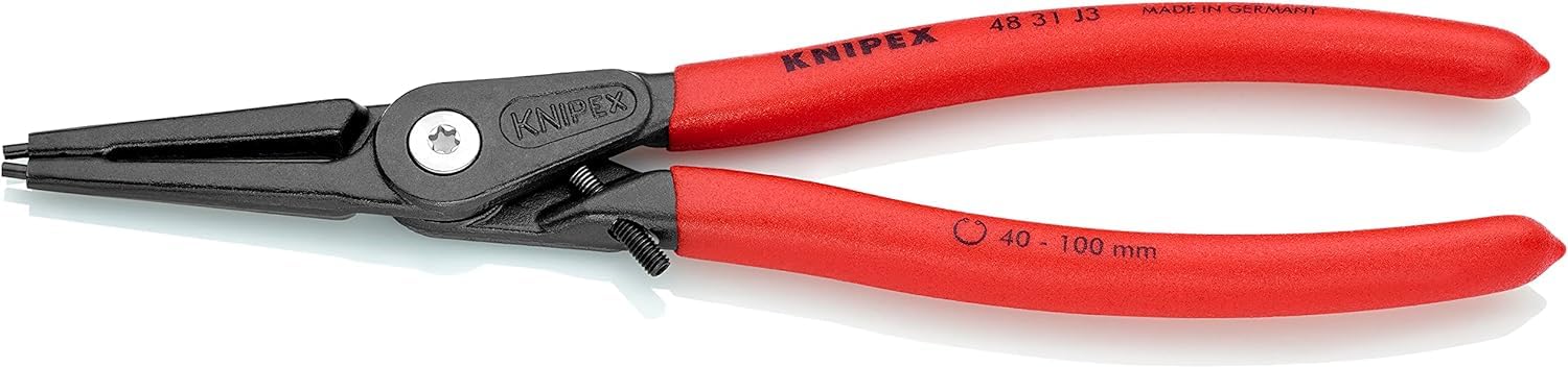 KNIPEX Precision Circlip Pliers for Internal Circlips in Bore Holes with Overexpansion Guard with Non-Slip Plastic, 48 31 J3