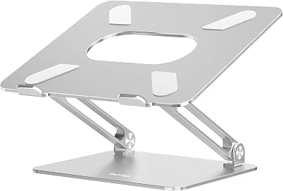 BoYata Laptop Stand Ergonomic Aluminum Height Adjustable 10-17 inch Silver