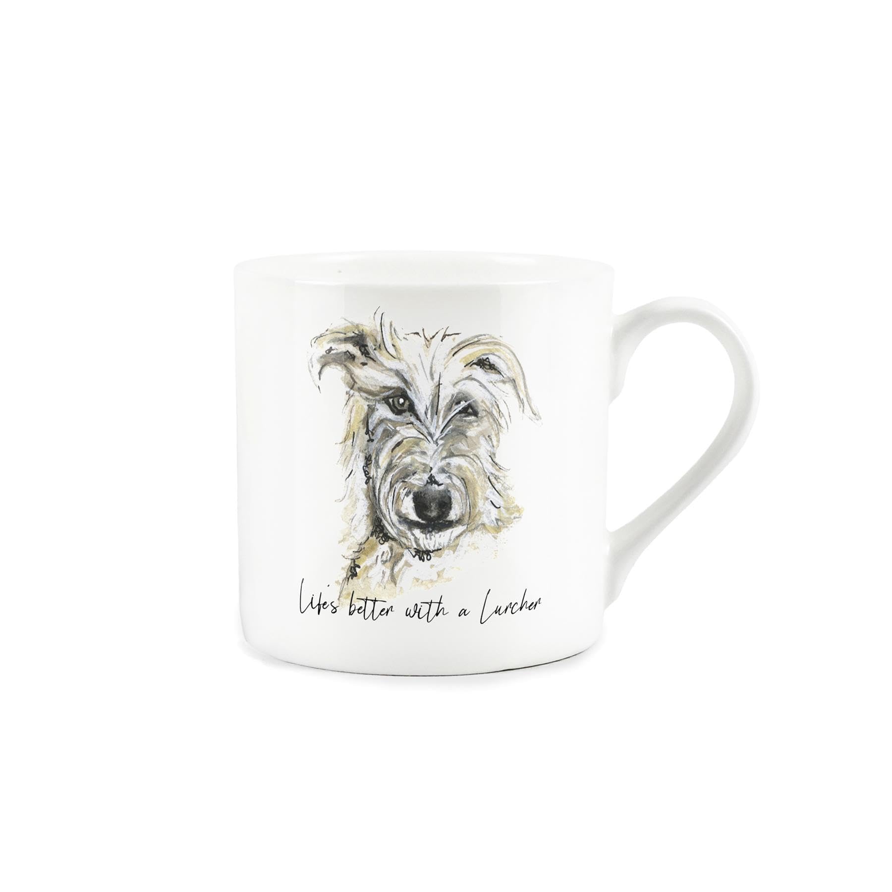 Lurcher Mug - Lifes Better with A Lurcher Bone China White Mug - Tea/Coffee Gift for Dog Lovers