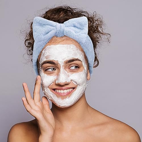 Shindel 6PCS Makeup Headbands for Women, Spa Headband Bow Tie Hair Band Coral Fleece Head Wraps for Washing Face Skincare Shower Sports Yoga 6 Assorted Colors