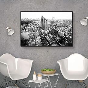 Floating Framed Canvas Wall Art for Living Room, Bedroom Black and White Building Canvas Prints for Home Decoration Ready to Hang - 16x24 inches