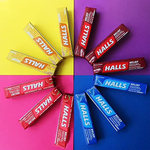 HALLS Relief Strawberry Flavor Cough Drops, 20 Sticks (180 Total Drops