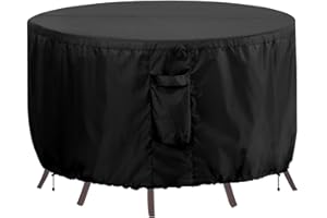 OutdoorLines Outdoor Waterproof Patio Table Furniture Set Covers - Round Couch Sectional Cover Outside Weatherproof Patio Furniture Covering for Deck, Lawn and Backyard 62" DIA x 28" H, Black