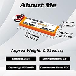 CNHL 450mAh 1S lipo Battery HV 3.8V 70C Lipo