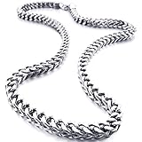 INBLUE Men 6mm Wide Stainless Steel Necklace Link Curb Chain Silver Tone
