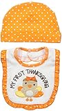 Lovespun Baby Holiday Perfect Picture 2 Piece Hat and Bib Set, MYST Thanksgiving, 0-12 Months
