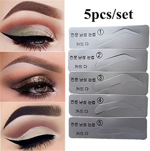 FULLIN Eyebrow Shaper Template 5Pcs Reusable Different Styles DIY Eyebrow Shaper Template Stencils Brow Stencils Card Makeup Tool