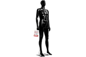 Topmaster Male Mannequin - Premium Quality Construction, Detailed Dimensions for Realistic Proportions, Sturdy, Durable, and Secure, Versatile Display for Various Clothing Styles, Black