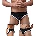 Outtop (TM) Men's Sexy Lycra Mesh Bulge Sexy Low Rise Jock Straps Briefs Thong Shorts Underpants (M, Black)