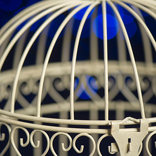Shindigz Indoor/Outdoor Decorative Bird Cage Latern Centerpiece-Ivory