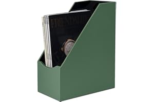 UnionBasic Magazine File Holder, Leatherette Desktop Document Organizer, Home Office Paper Holder File Storage Literature Sorter, Malachite Green