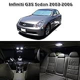 Partsam Infiniti G35 Sedan 2003-2006 White Interior LED Light Package Kit Map Dome Step Trunk Cargo Licence Plate Lamp + Gift Tool (9 Pieces)
