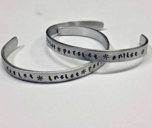 Resist, Insist, Persist, Enlist - Hillary Clinton Democratic supporter movement bracelet, handstamped cuff bracelet made of non tarnish aluminum, Handmade in America