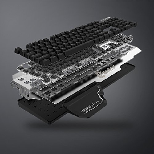 PK900 DIY Backlight Mechanical Gaming Keyboard,104 Keys Blue Switch Illuminated Keyboard with Phone Holder and Left Wrist Rest for Gaming and Typing