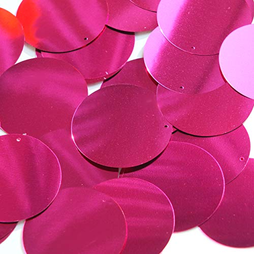 Round Flat Sequin 40mm Fuschia Pink Metallic. Couture Paillettes. Made in USA