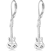 Baseball/Hockey/Tennis/Lacrosse Stick/Guitar/Microphone/Violin Earrings 925 Sterling Silver Sport and Music Earrings Dangle Hypoallergenic Cool Jewelry Gifts for Women Girls Sensitive Ears