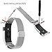 Gealpoor for Fitbit Charge hr Bands Milanese Loop Stainless Steel Metal Bracelet Strap with Unique Magnet Lock Accessories for Fitbit Charge HR (Large, Silver)