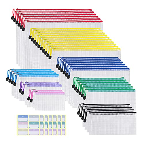 Homeweeks Mesh Zipper Pouch Waterproof Document Clear Bags Plastic