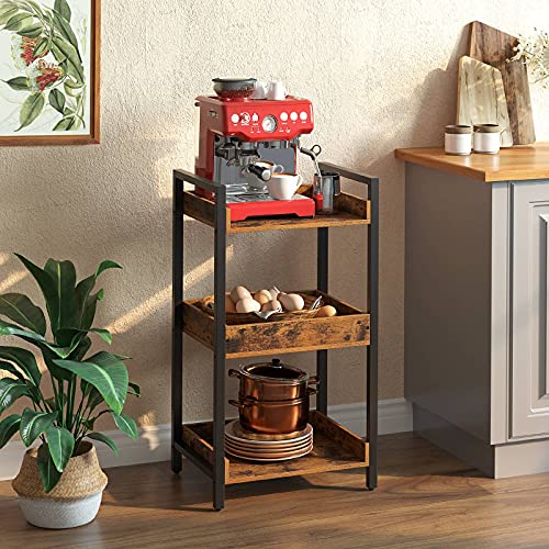 Rolanstar Storage Rack, 3Tier Rustic FreeStanding Shelf Units, Narrow