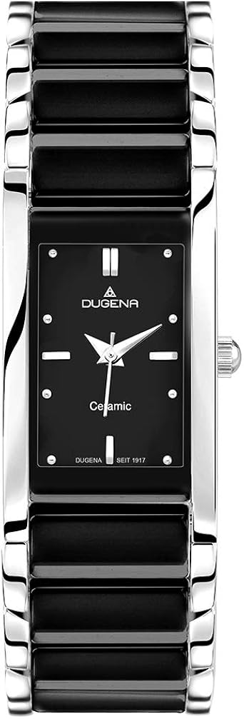 Dugena 4460507 - Reloj analógico de Cuarzo para Mujer, Correa de cerámica Color Negro