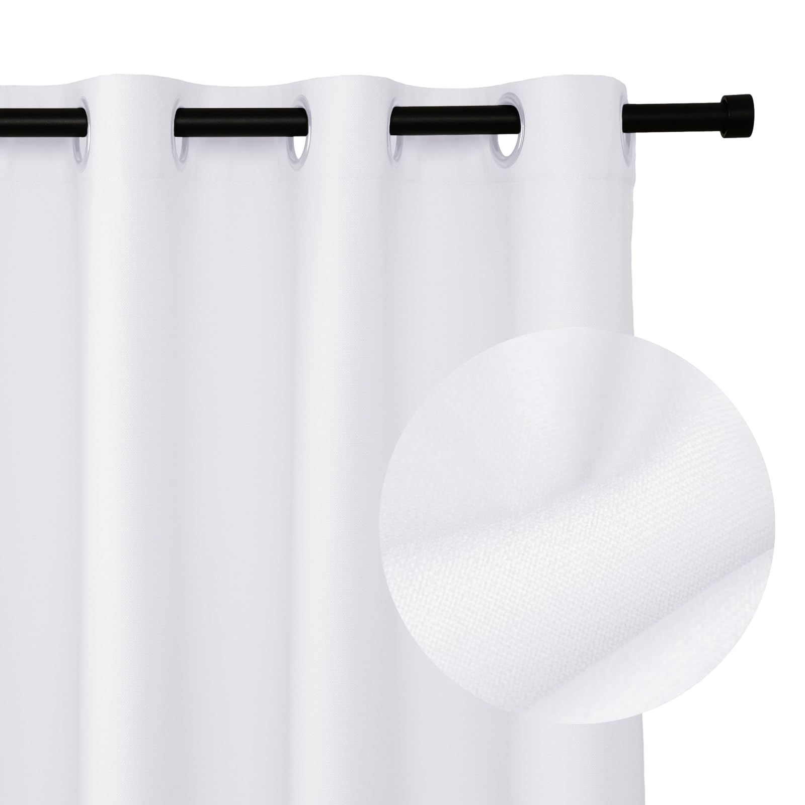 Photo 1 of 100% Blackout Shield Sliding Door Curtains, Extra Wide Curtains 108 Inch Long, Patio Door Grommet Drapes for Living Room, 50”W x 108”L, Bright White