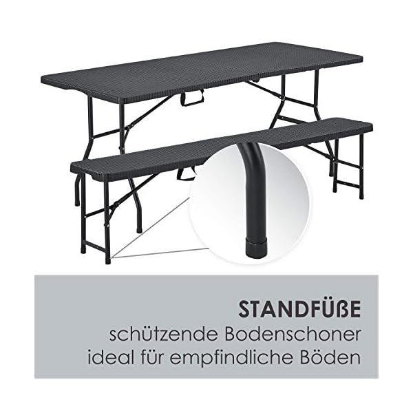 Juskys Bierzeltgarnitur Amberg 3-teilig & klappbar - 180 x 74 x 74-2 Bierbänke & Biertisch in Rattan-Optik Gartenmöbel-Set Festzeltgarnitur Camping – Bild 8