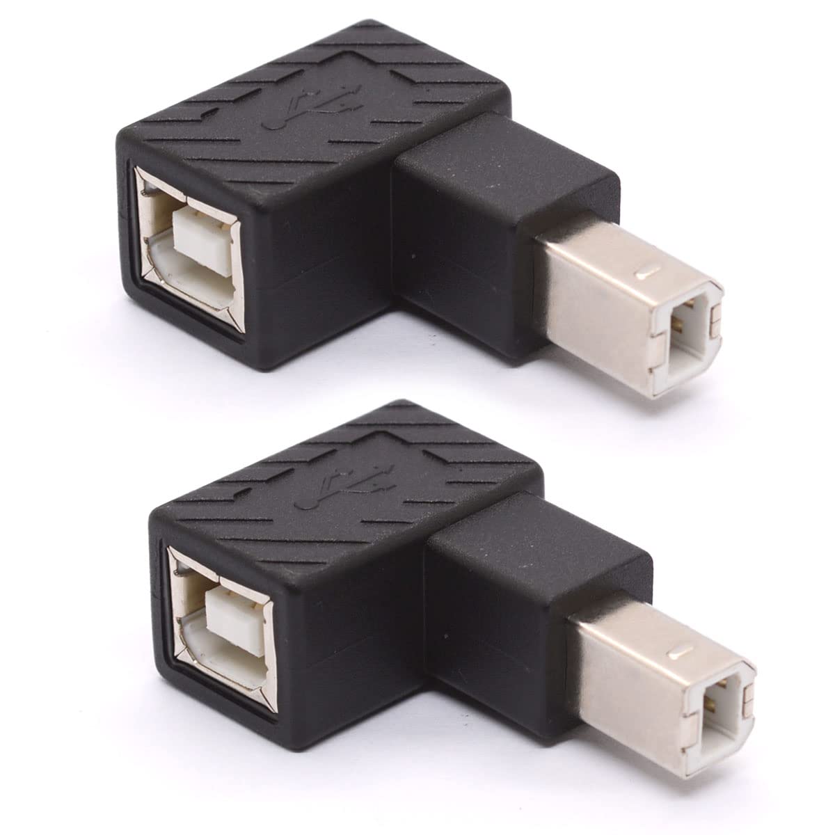 Tomost USB B 2.0 Adapter, USB 2.0 Type-B Printer Adapter, 90 Degree Angle USB 2.0 Type-B Male to Female Printer Adapter for Printer, Scanner, Fax Machine, Mobile HDD(Down 2Pcs)