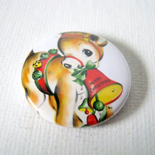 Rudolph Merry Christmas Pin Button Shaped Needle Minder, Needle Minder, Cross Stitch, Embroidery, Needlepoint