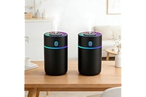 2-Pack White Humidifier with Colourful Lights for Ultrasonic Cool Mist Humidifiers for Bedroom, Home Offices and Small Rooms,