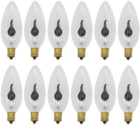Flicker Flame Light Bulbs, Rolay 3 Watt Halloween Incandescent Chandelier Flickering Flame Light Bulbs with Candelabra E12 Base, Flame Shaped - Dances with a Flickering Orange Glow, 12 Pack