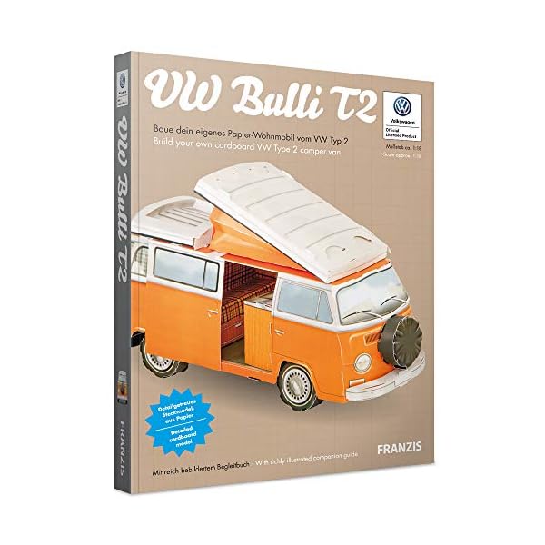 VW Bulli T2: Baue dein eigenen Papier-Wohnmobil vom VW Typ 2. Kartonbausatz im MaÃstab ca. 1:18 mit 38 Bauteilen – Bild 4