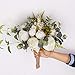 YILIYAJIA Wedding Bouquets Holder Bride Flowers Rustic Wedding Ceremony Toss Bouquets Proposal Ivory Artificial Peonies Ivory Beige Faux Roses Bundle for Bridesmaids