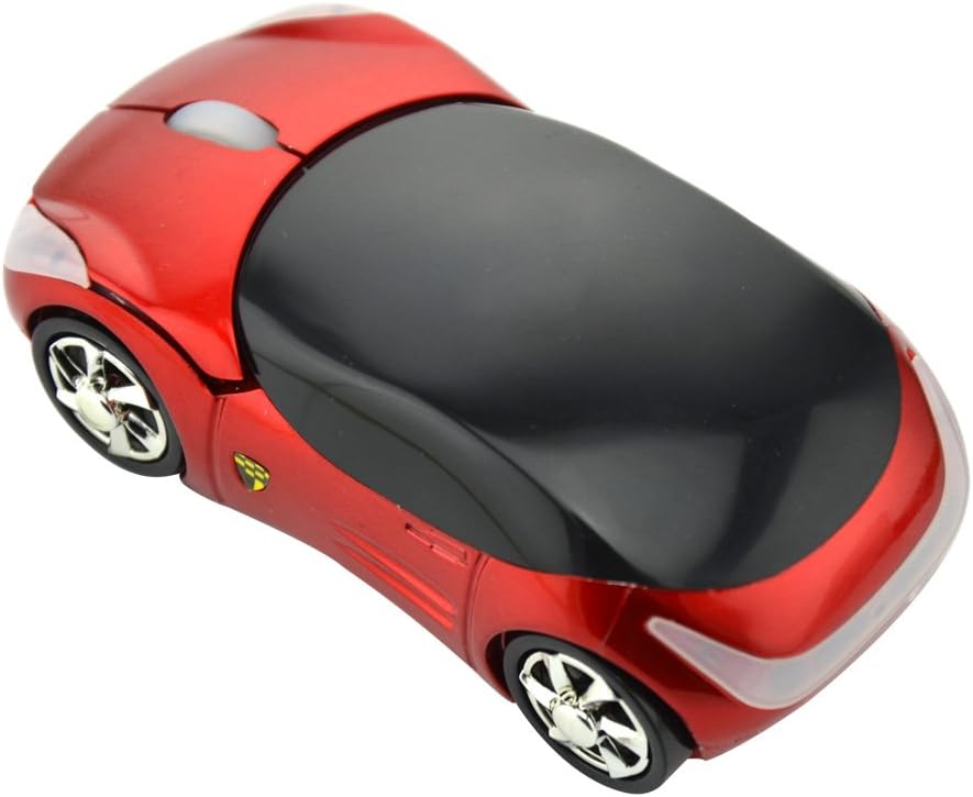 Welltop Wireless Mouse Computer Mice Car-shaped Game Mice 2.4Ghz Optical Mouse for pc Laptop Computer (Red)