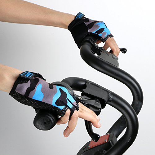 NATURE Ann Boy Girl Child Children Kid Half Finger Fingerless Short Shock-Absorbing No-Slip Pro Cycling Gloves Mitten for Cycling MTB Exercise Skate Skateboard Roller Skating Other Sports (Blue+Grey)