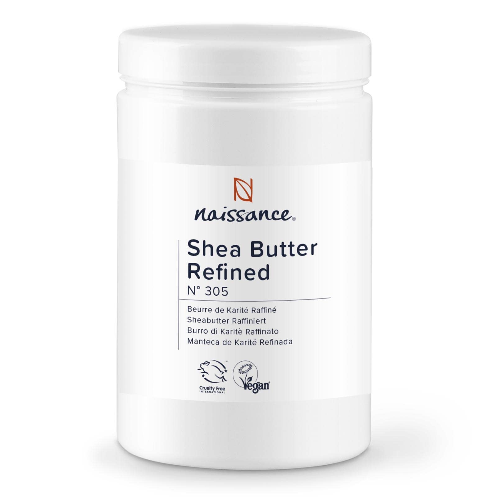 Naissance Shea Butter Refined (No. 305) - 1kg - Pure, Natural - for Skin, Body, Face, Hair, Hands, Cosmetics and Beauty Recipes