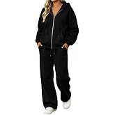 ZGTWHZY Womens Sweatsuits 2 Piece Set 2026 Casual Winter Long Sleeve Zip Up Hoodie Loose Wide Leg Sweatpants Fall Tracksuit