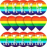 15 Sheets Heart Rainbow Stickers Gay Pride Sticker Waterproof Bumper Sticker Love is Love Sticker, 5 Inches