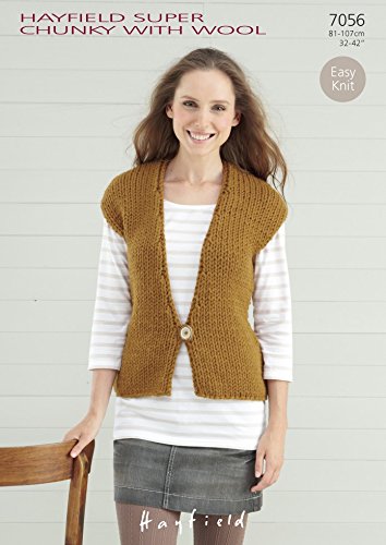 Sirdar Hayfield Super Chunky With Wool Ladies Waistcoat Knitting Pattern 7056