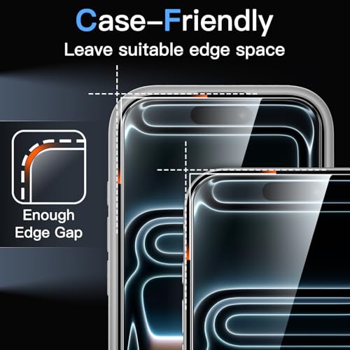 JETech Screen Protector for iPhone 17 Pro Max 6.9 Inch with Camera Lens Protector, Easy Installation Tool, 9H Hardness Tempered Glass Film, HD Transparent, 2 Pieces Each
