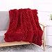 YOU SA Super Soft Long Shaggy Fuzzy Fur Faux Fur Warm Elegant Cozy with Fluffy Sherpa Throw Blanket 51''*63'',Burgundy Red