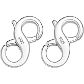 Double Opening Lobster Clasps Closure, 2 Pcs Necklace Bracelet Extender Clasps and Closures S925 Sterling Silver Neckalce Connector Clasps for Bracelet Anklet DIY Jewelry Finding Supplies (Silver)