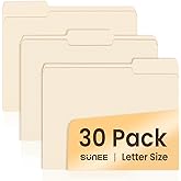 SUNEE File Folders, 30 Pack Manilla Folders 8.5 x 11, 1/3 Cut Tab for Easy Labeling and Organization, Durable Standard Paper for Home, Office, School Filing