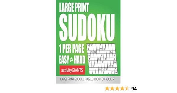 large print sudoku 1 per page easy to hard giants activity 9781947215191 amazon com books
