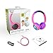 Contixo KB-300 Kid Safe Over The Ear Wireless Bluetooth LED Headphone w/Volume Limiter, Built-in Microphone, Micro SD, FM Stereo Radio (Pink + Purple) - Best Gift