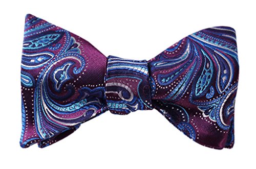 SetSense Men's Floral Jacquard Woven Self Bow Tie Set One Size Purple / Blue